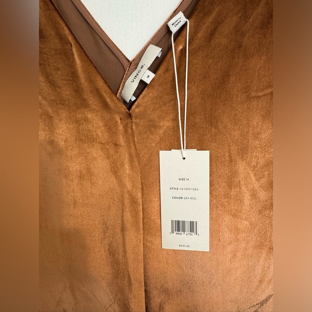 Women’s — Vince — Panne Velvet Midi Dress — Size, M — Color, Burnt Orange — NWT - Picture 5 of 5
